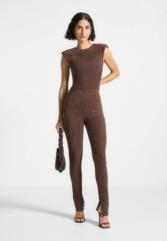 Suede Leggings - Brown