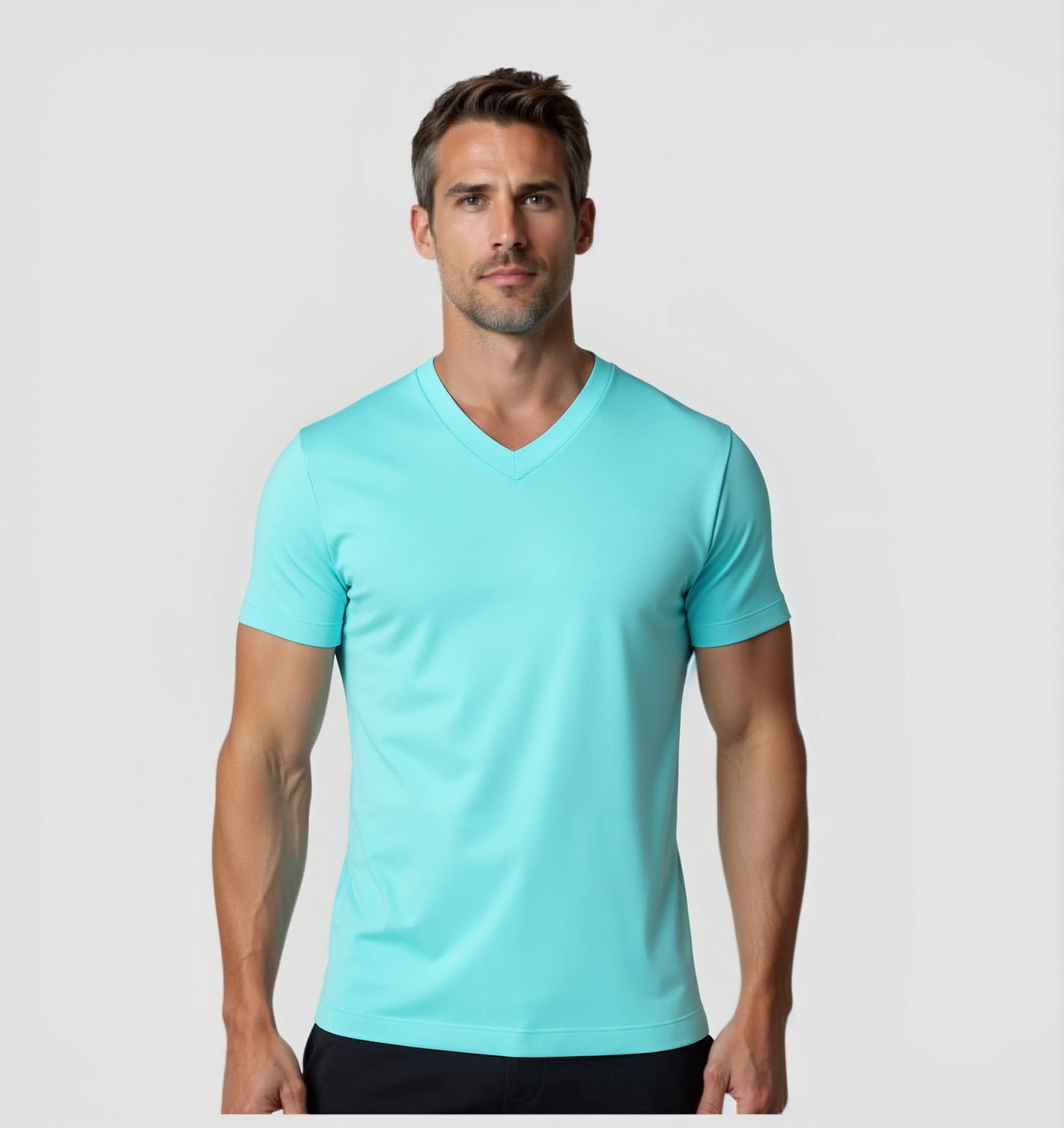 2er-Pack V-Ausschnitt-Shirts - Türkis