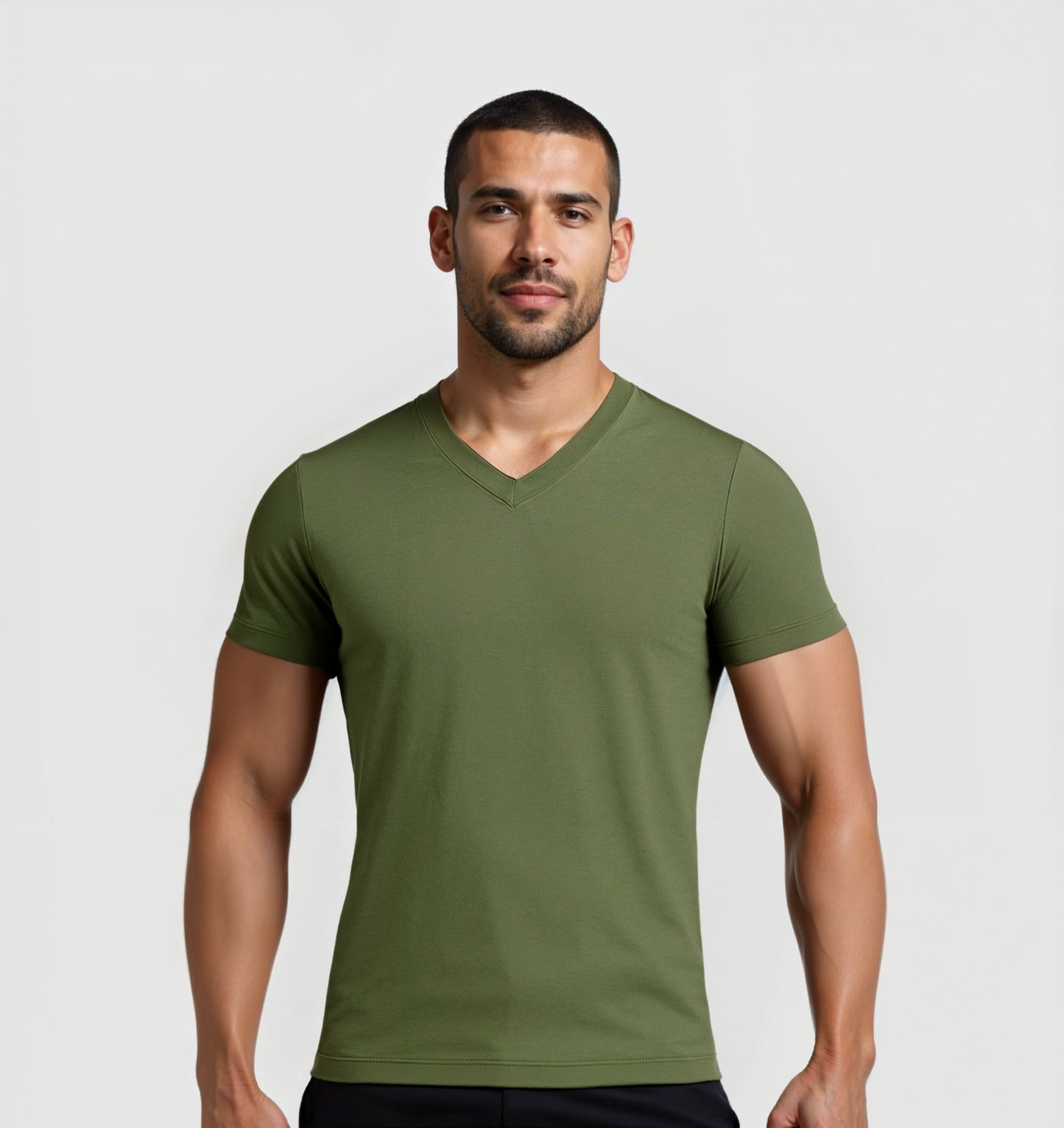 2er-Pack V-Ausschnitt-Shirts - Khaki