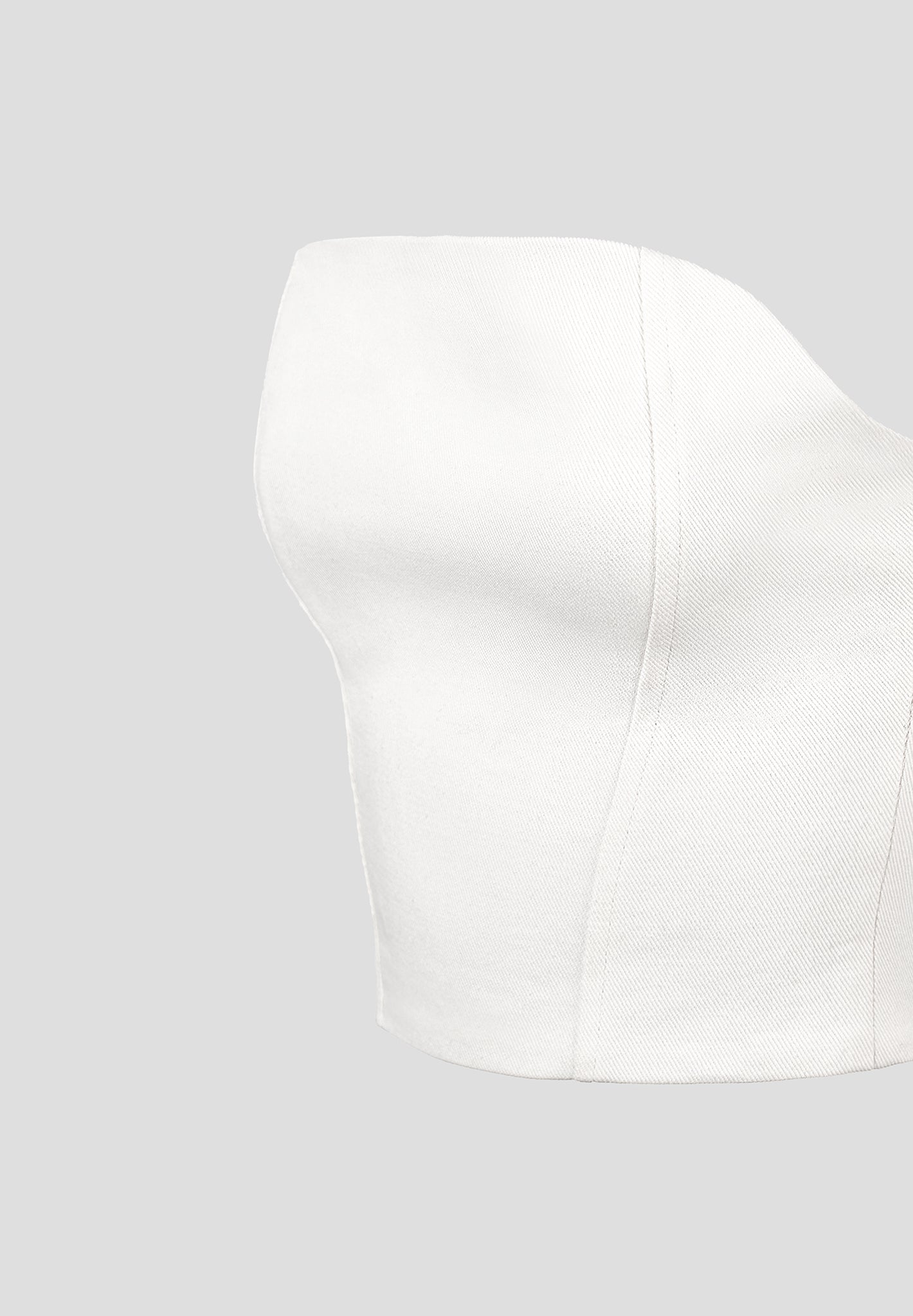 Denim Bandeau Corset Top - Off White