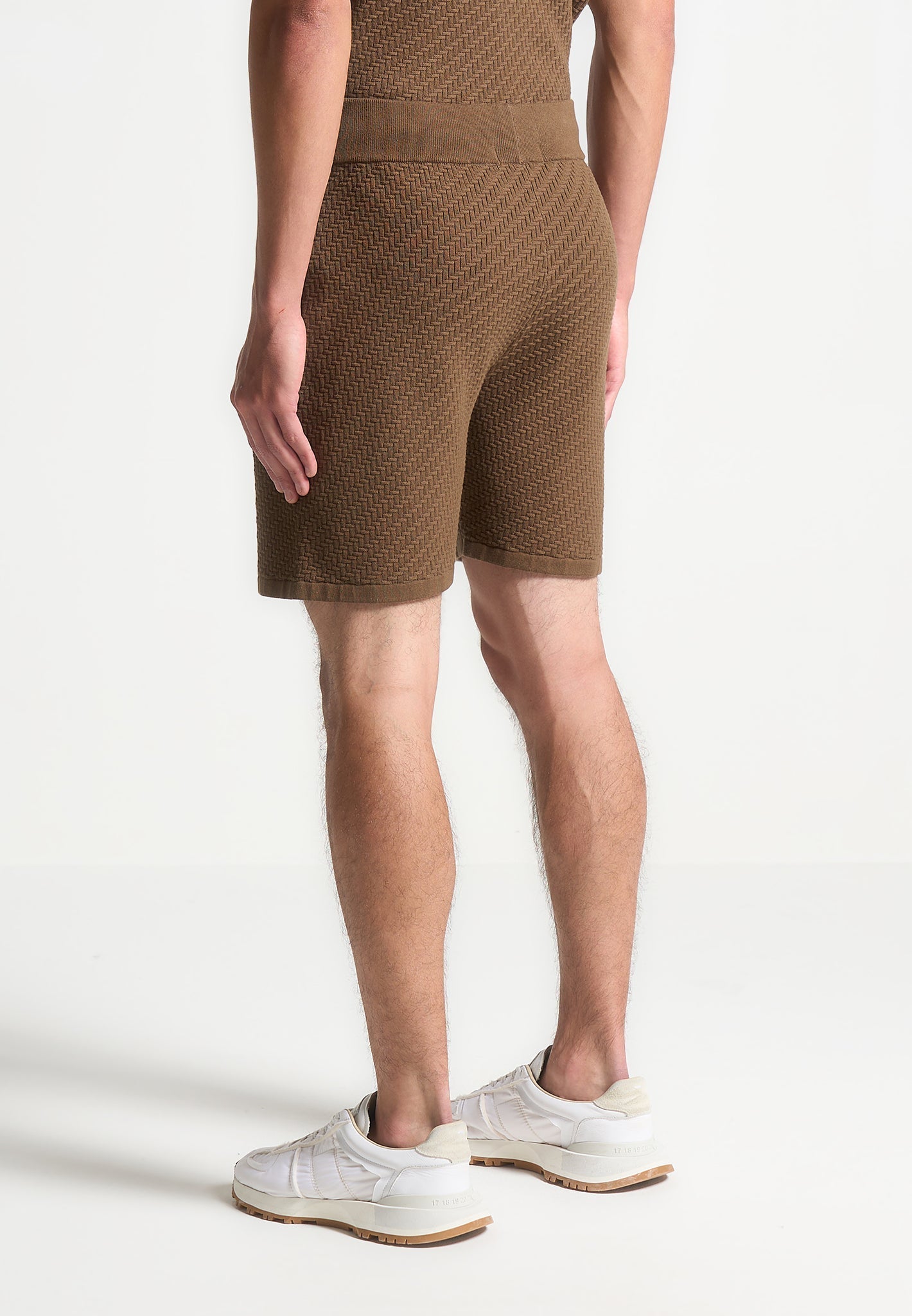 Herringbone Knit Shorts - Brown