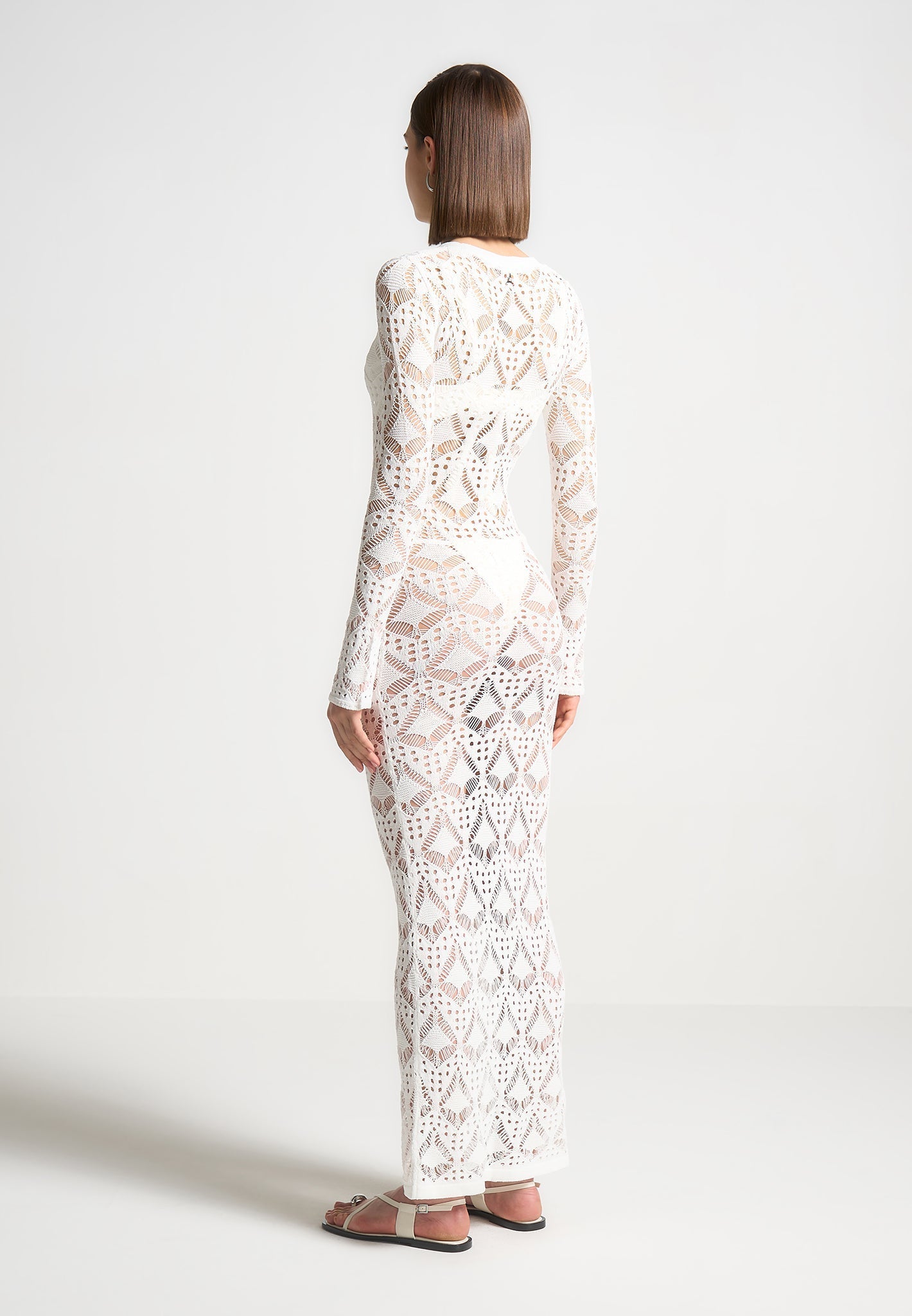 Knit Longline Cover Up Cardigan - Off White