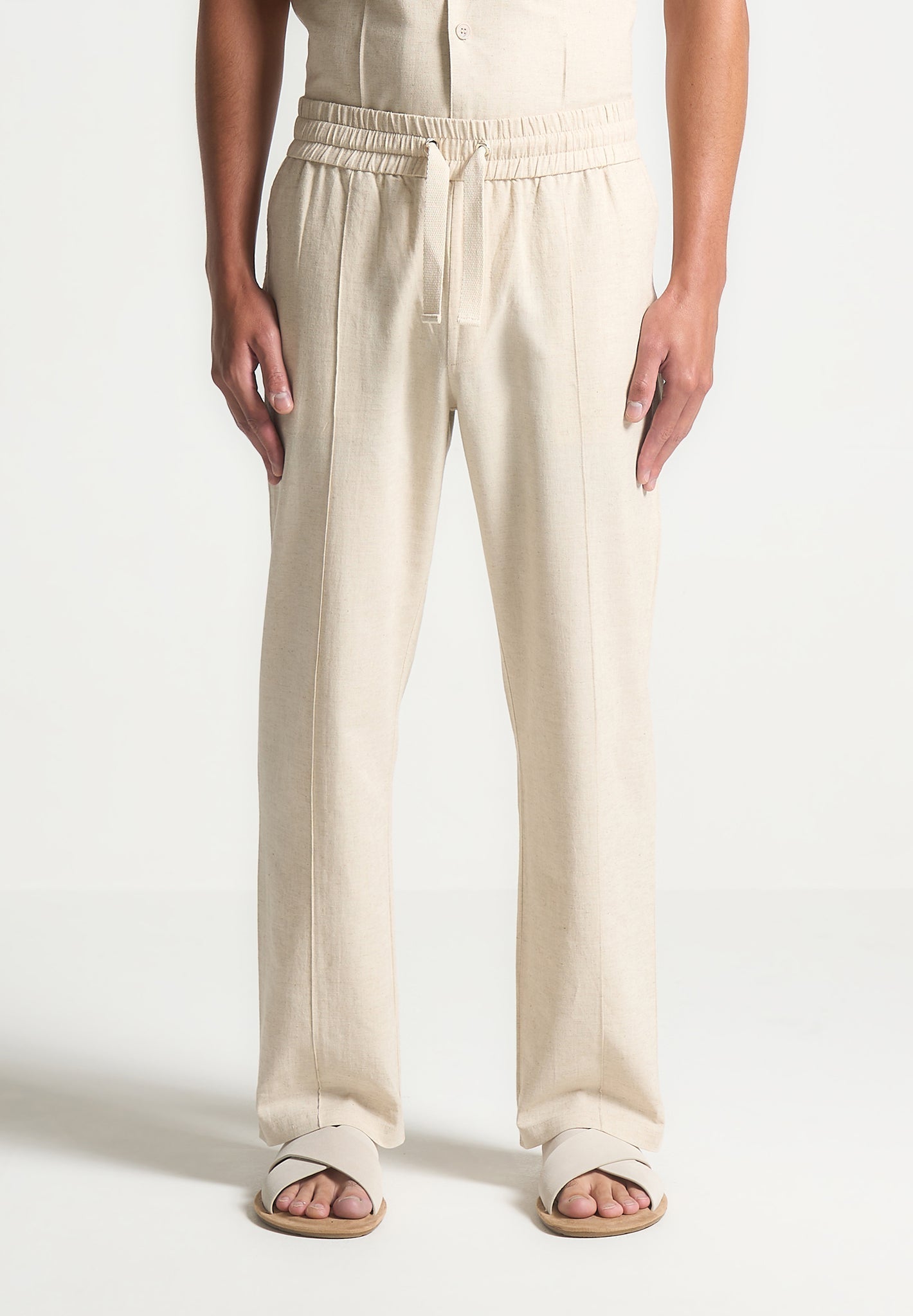 Linen Pintuck Trousers - Natural
