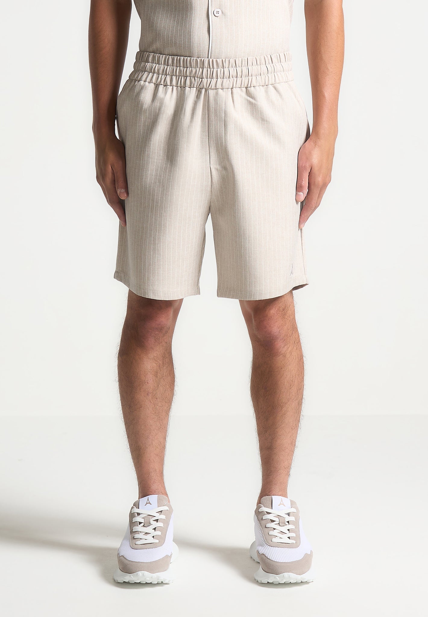 Pinstripe Shorts - Beige
