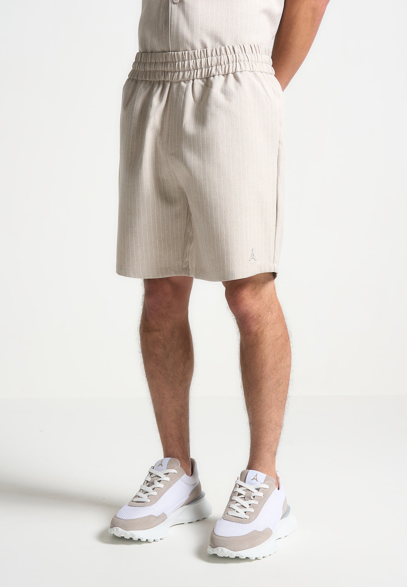 Pinstripe Shorts - Beige