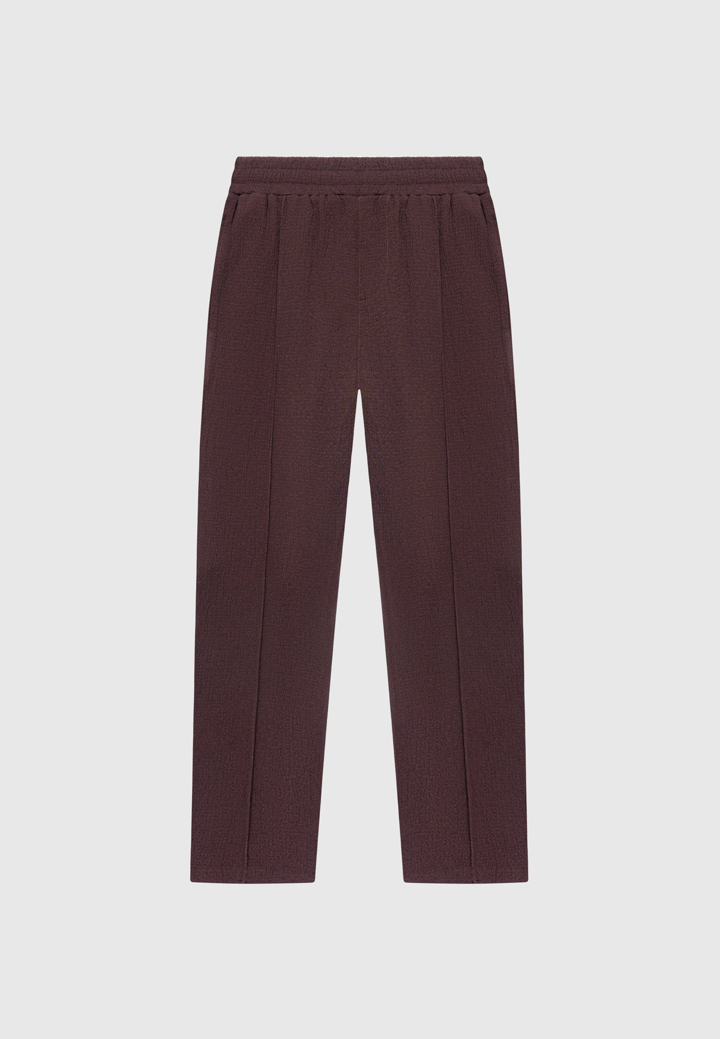 Seersucker Tapered Trousers - Brown