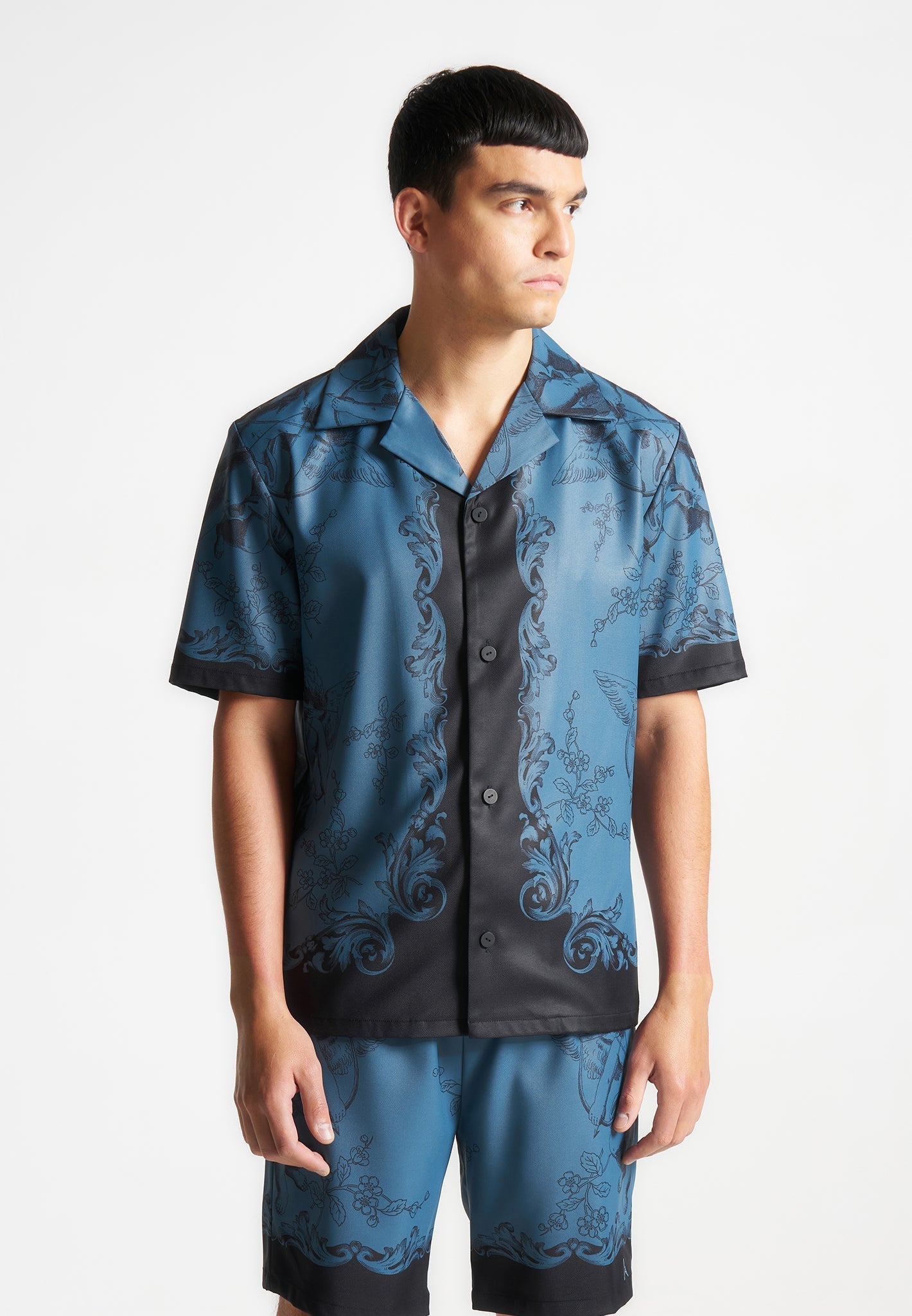 Signature Baroque Resort Shirt - Blue/Black
