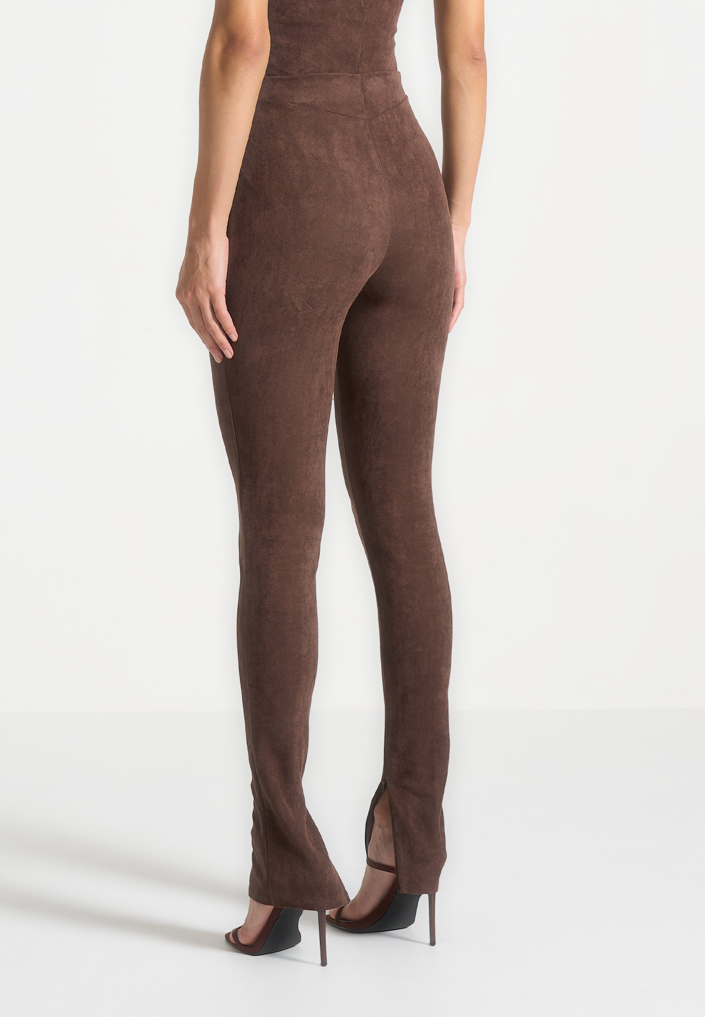 Suede Leggings - Brown