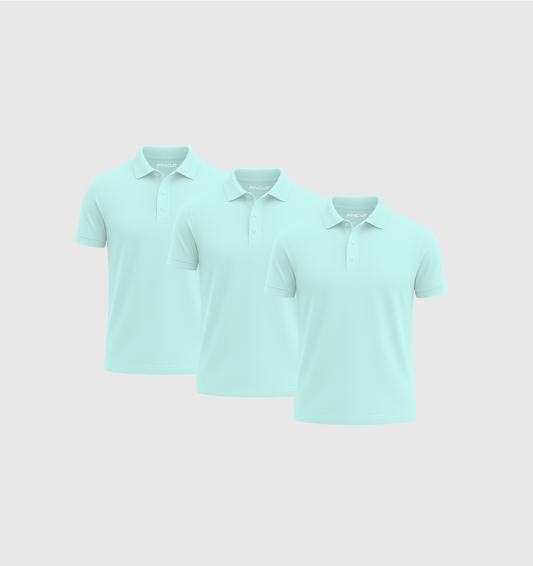 3er-Pack Poloshirts - Türkis