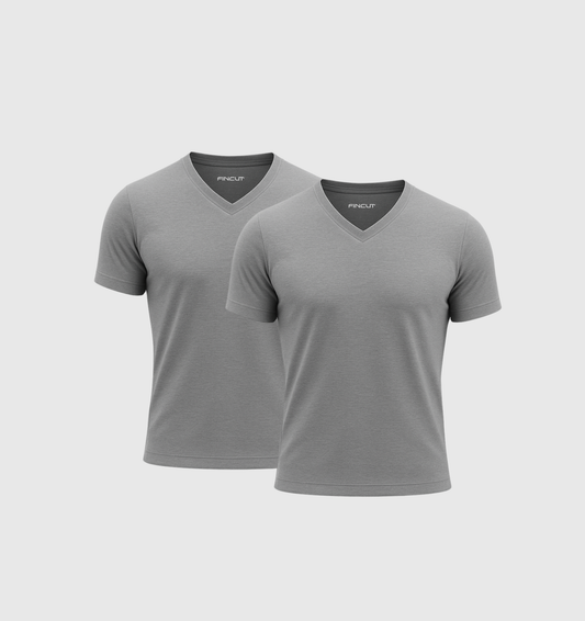 2er-Pack V-Ausschnitt-Shirts - Grau