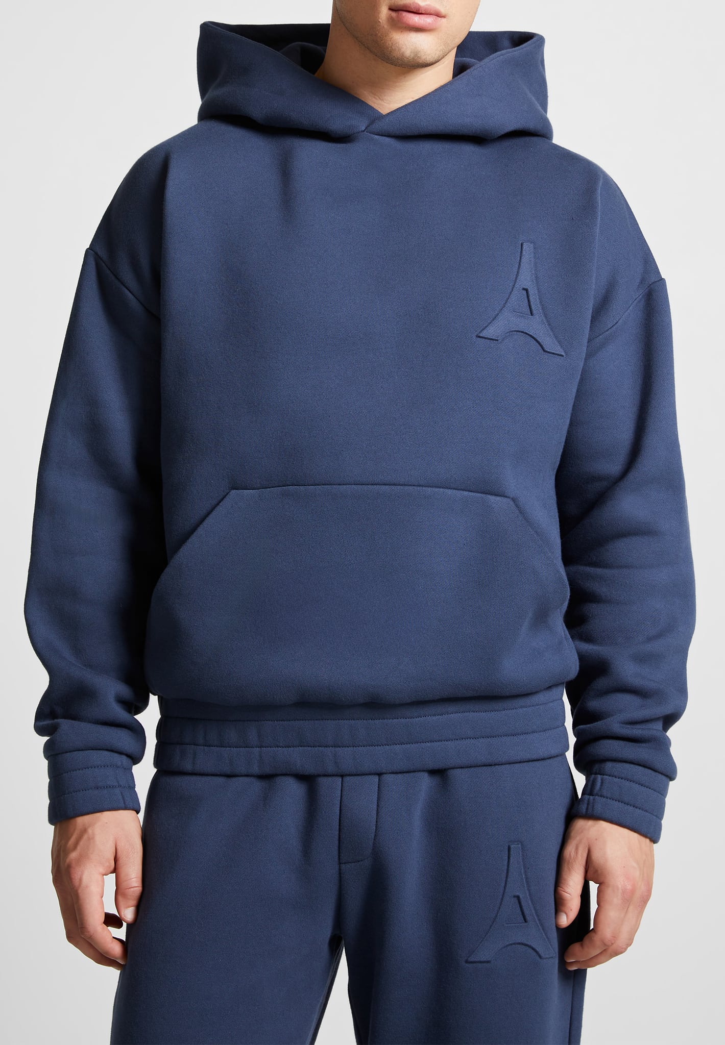 Éternel Eiffel Embossed Hoodie - Airforce Blue
