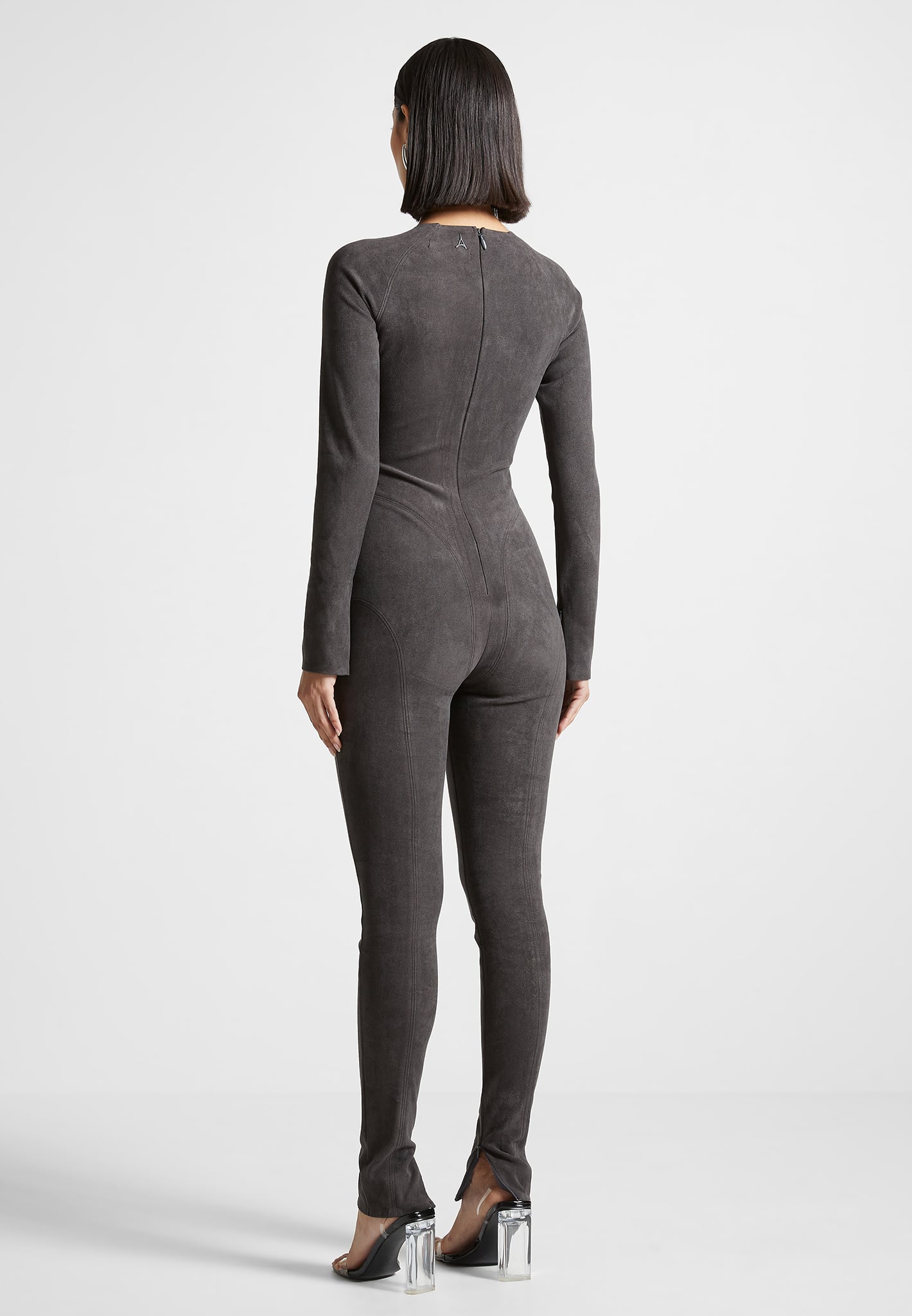 Vegan Suede Jumpsuit - Dark Grey