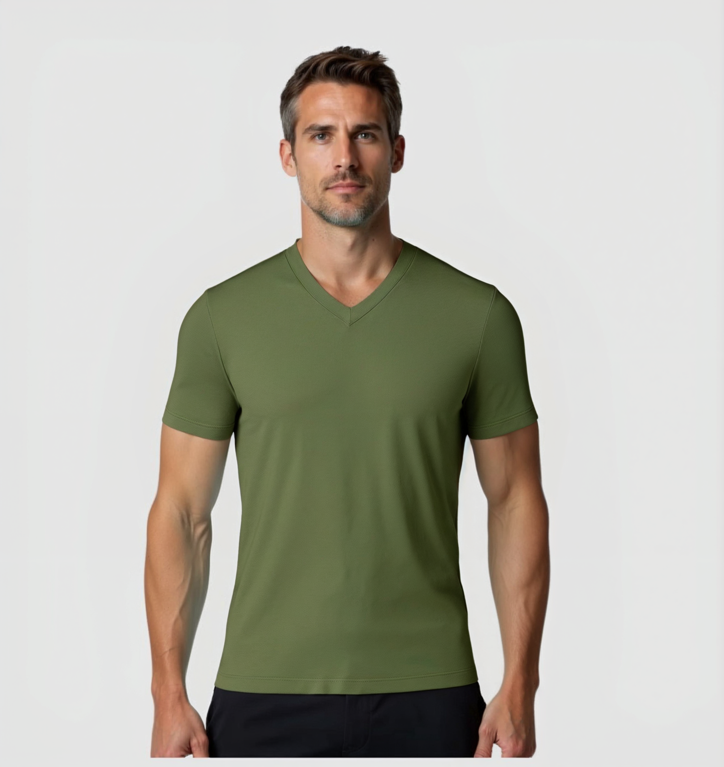 2er-Pack V-Ausschnitt-Shirts - Khaki