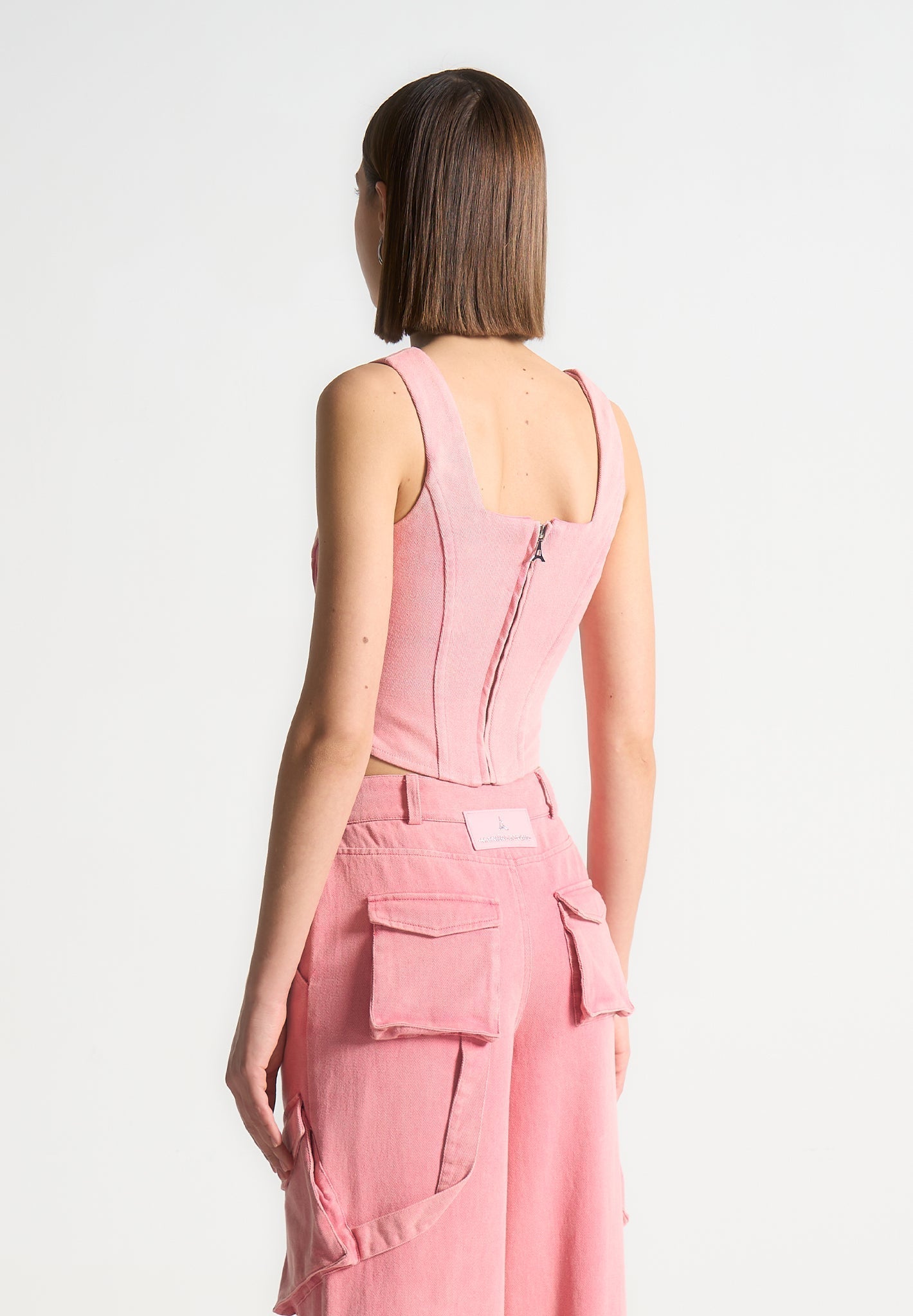 Denim Corset Top - Washed Pink