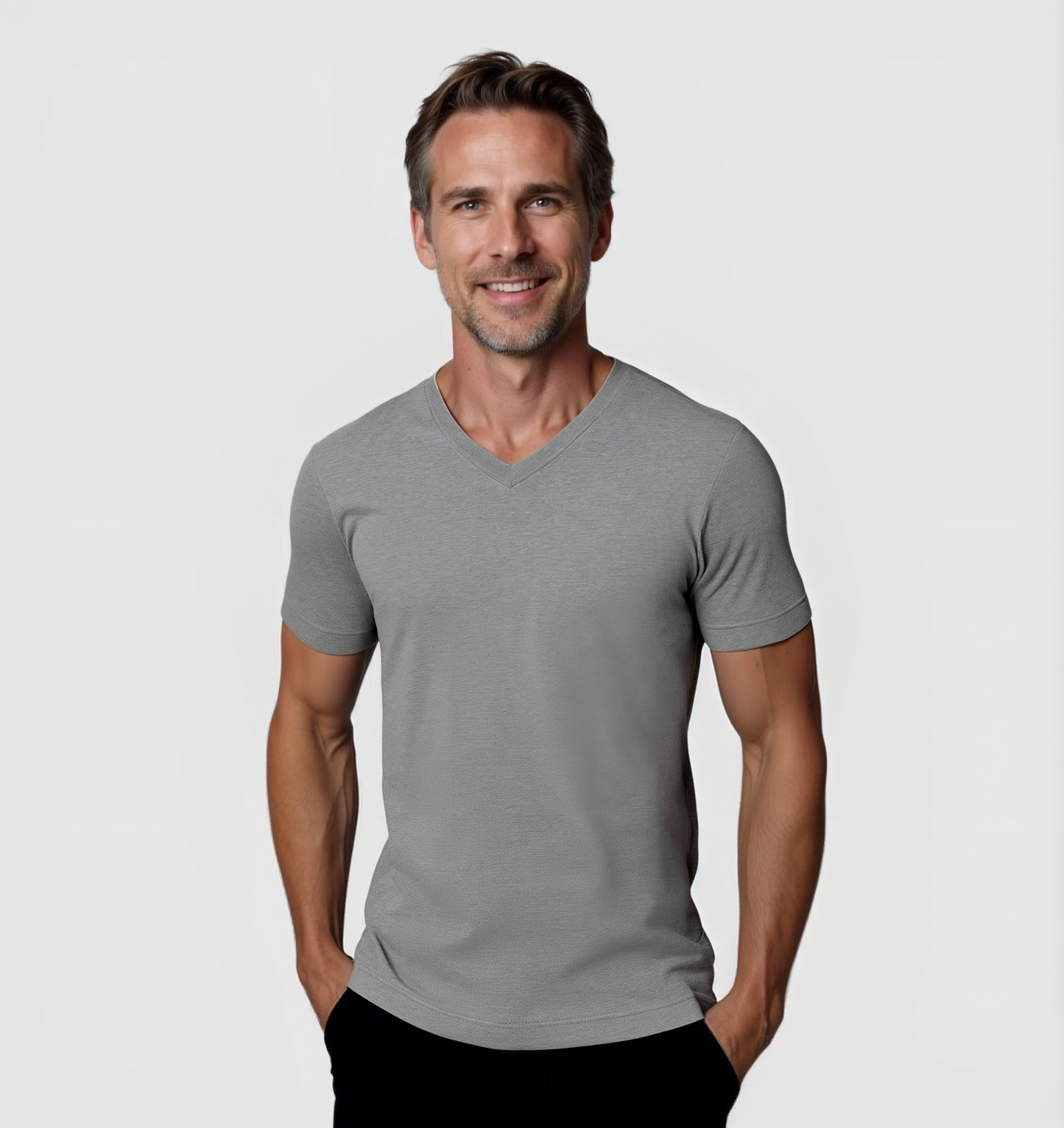 2er-Pack V-Ausschnitt-Shirts - Grau