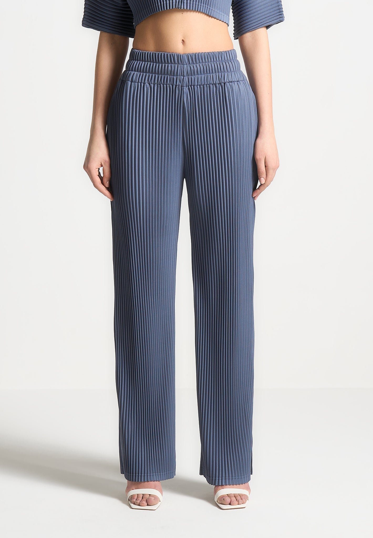 Pleated Trousers - Steel Blue