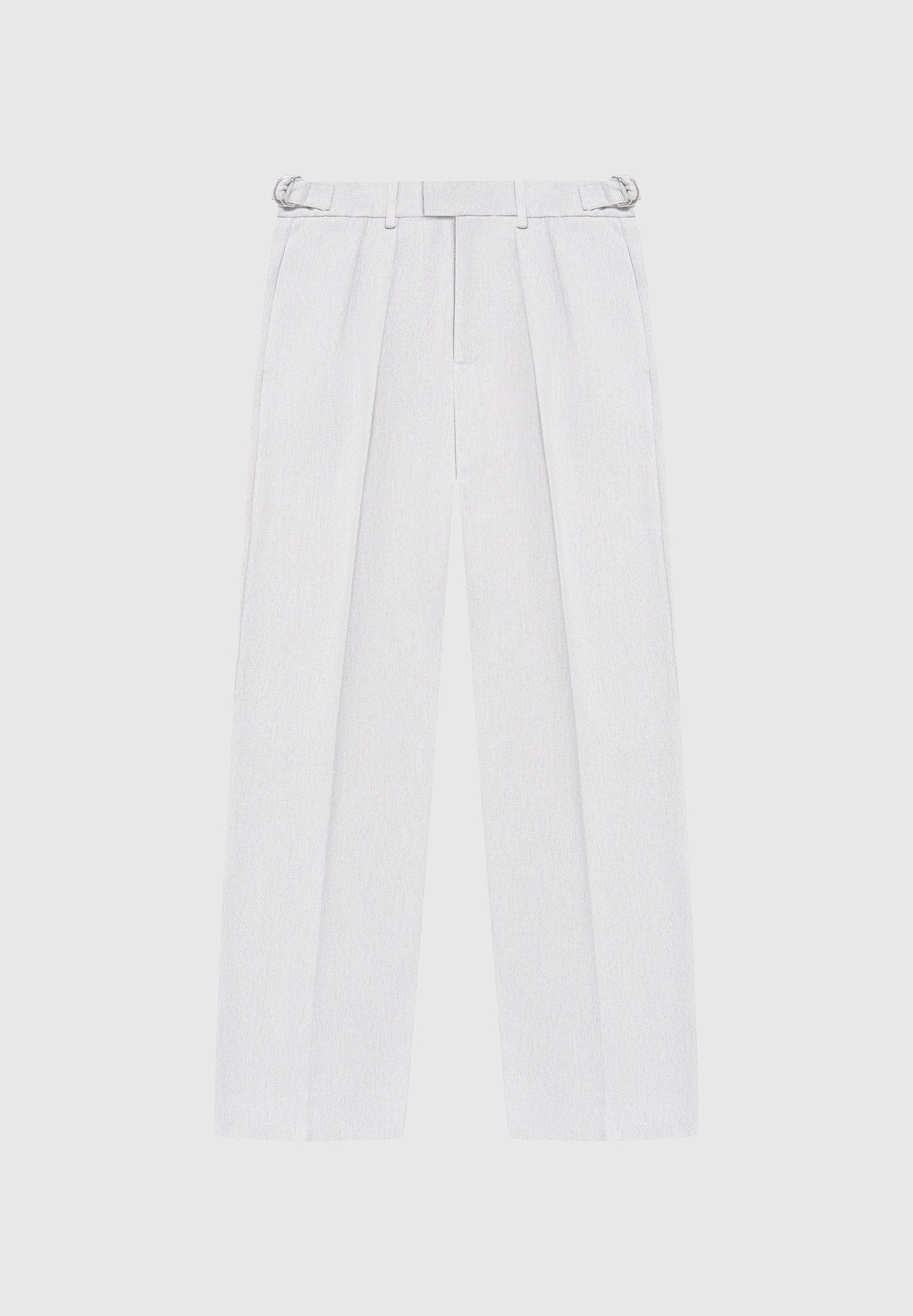 Relaxed Fit Textured Pleated Tailored Trousers - Grey